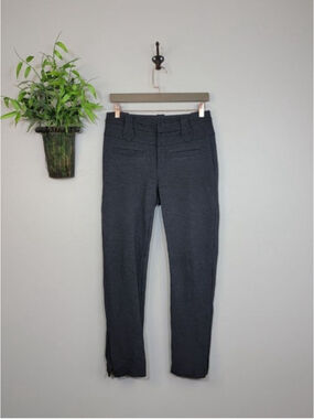 Cabi #4317 Barrister Trouser Ponte Knit Pants Slim Fit Pencil Leg Charcoal Gray